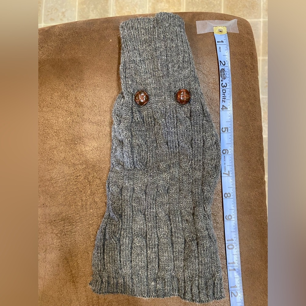 Gray Knit Dog Sweater with Button Accents
